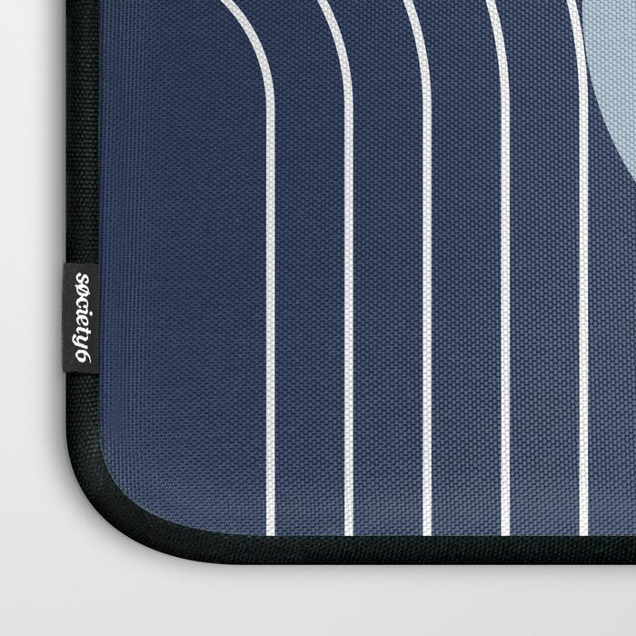 Geometric Lines in night Blue 10 (Rainbow and Sun Abstract) Laptop Sleeve Gallery Image 3