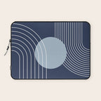 Geometric Lines in night Blue 10 (Rainbow and Sun Abstract) Laptop Sleeve Gallery Image 1