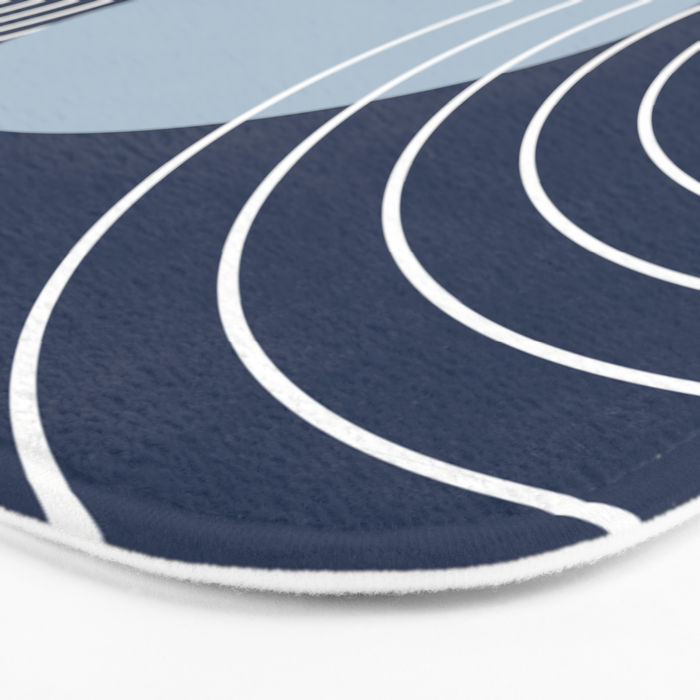 Geometric Lines in night Blue 10 (Rainbow and Sun Abstract) Bath Mat Gallery Image 3