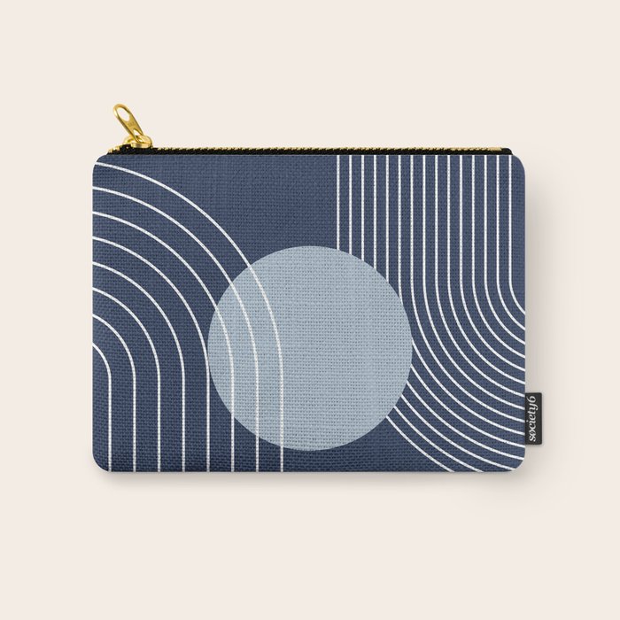 Geometric Lines in night Blue 10 (Rainbow and Sun Abstract) Carry All Pouch Gallery Image 1