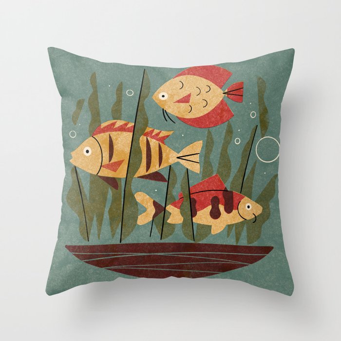 Fish and Seaweed Throw Pillow Gallery Image 1
