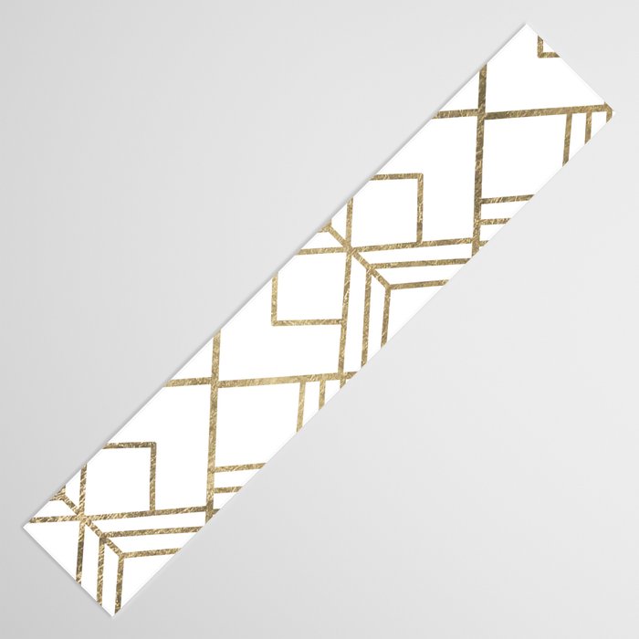 Geometrical white faux gold elegant stylish diamonds Table Runner Gallery Image 3