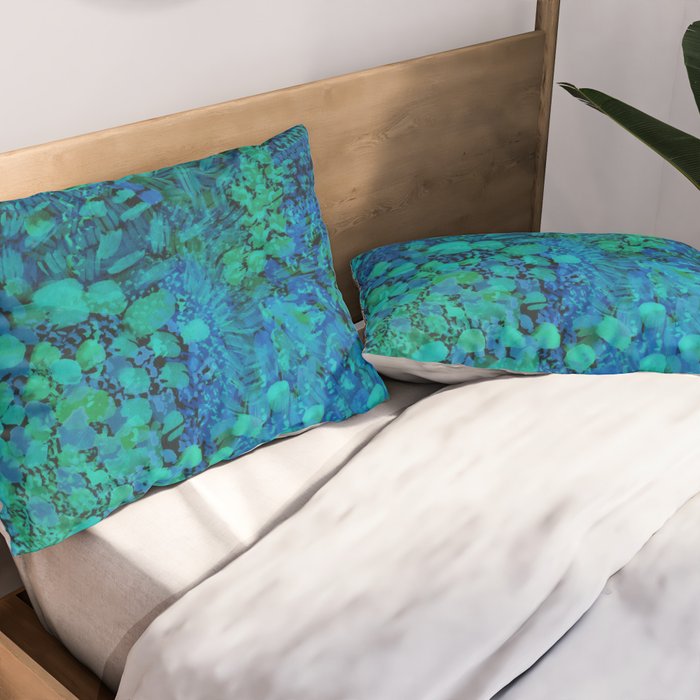 Peacock Watercolor Painting Pillow Sham Gallery Image 2