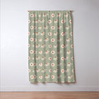 Sage green daisy pattern Window Curtain Gallery Image 3