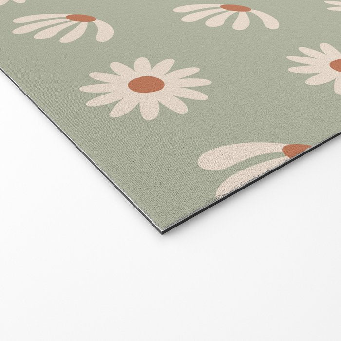 Sage green daisy pattern Welcome Mat Gallery Image 2
