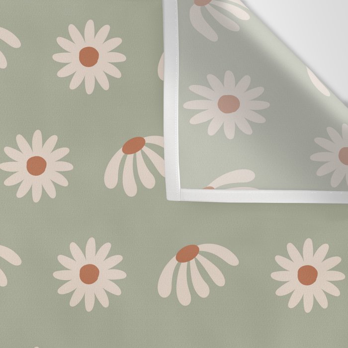Sage green daisy pattern Wall Tapestry Gallery Image 3