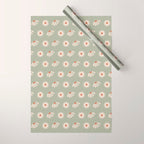 Sage green daisy pattern Wrapping Paper Gallery Image 1
