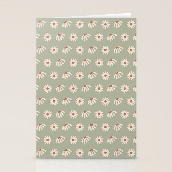 Sage green daisy pattern Stationery Card Gallery Image 2