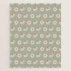 Sage green daisy pattern Jigsaw Puzzle Gallery Image 1