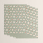 Sage green daisy pattern Wrapping Paper Gallery Image 3