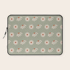 Sage green daisy pattern Laptop Sleeve Gallery Image 1