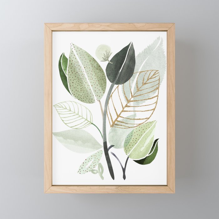 Forest Bouquet - Green Leaves Watercolor Mini Art Print Gallery Image 1