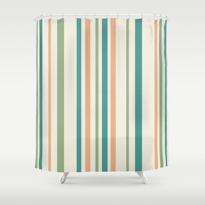 Classic Stripes XXVI - Natural Boho Shower Curtain Gallery Image 1