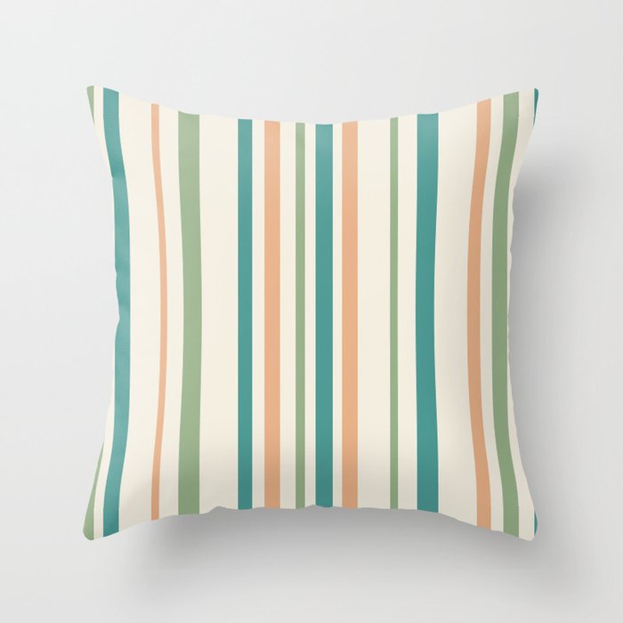 Classic Stripes XXVI - Natural Boho Throw Pillow Gallery Image 1