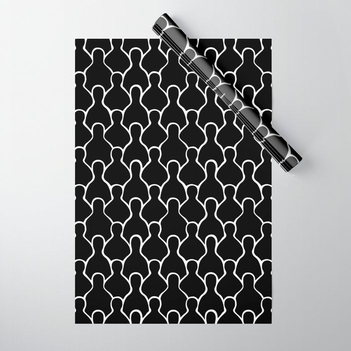 Black and white people crowd pattern Wrapping Paper Gallery Image 1