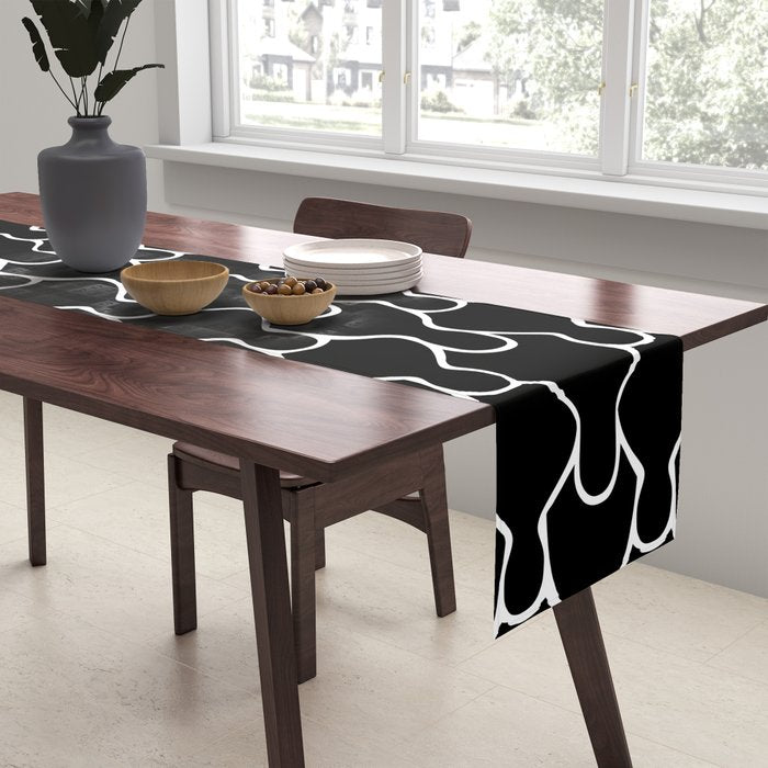 Black and white people crowd pattern Table Runner Gallery Image 2