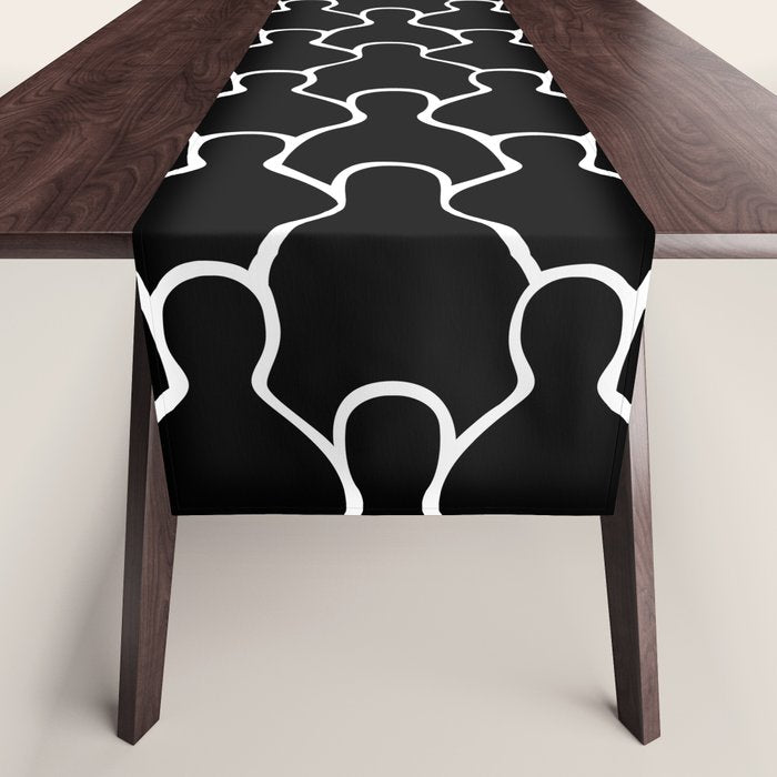 Black and white people crowd pattern Table Runner Gallery Image 1