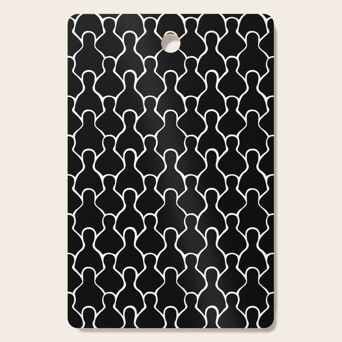 Black and white people crowd pattern Cutting Board Gallery Image 1