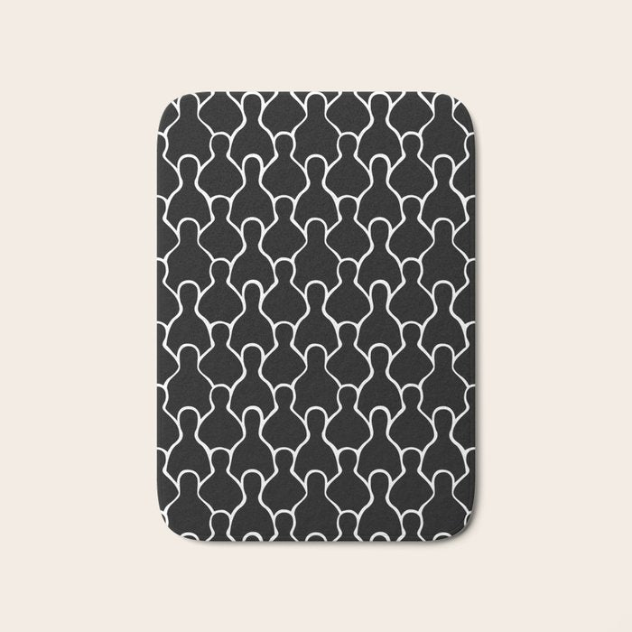 Black and white people crowd pattern Bath Mat Gallery Image 1