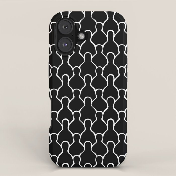 Black and white people crowd pattern iPhone Case Gallery Image 1