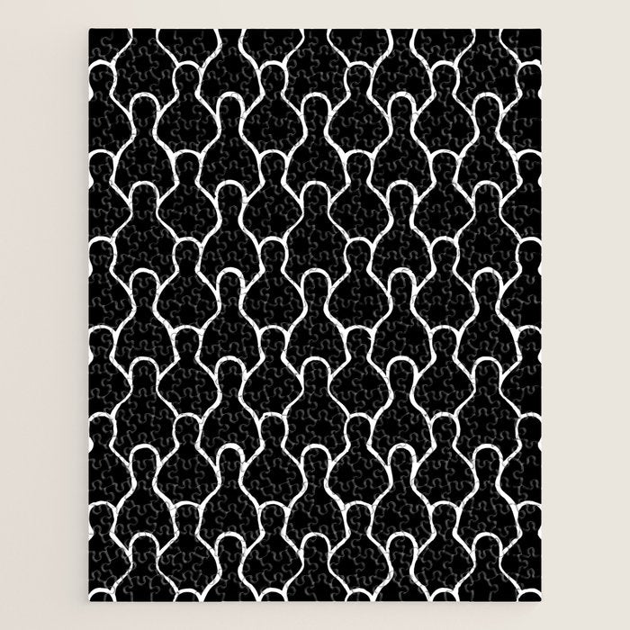 Black and white people crowd pattern Jigsaw Puzzle Gallery Image 1