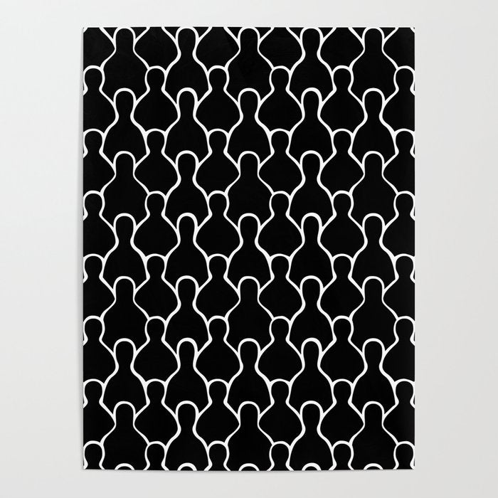 Black and white people crowd pattern Poster Gallery Image 4