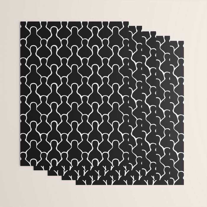 Black and white people crowd pattern Wrapping Paper Gallery Image 3