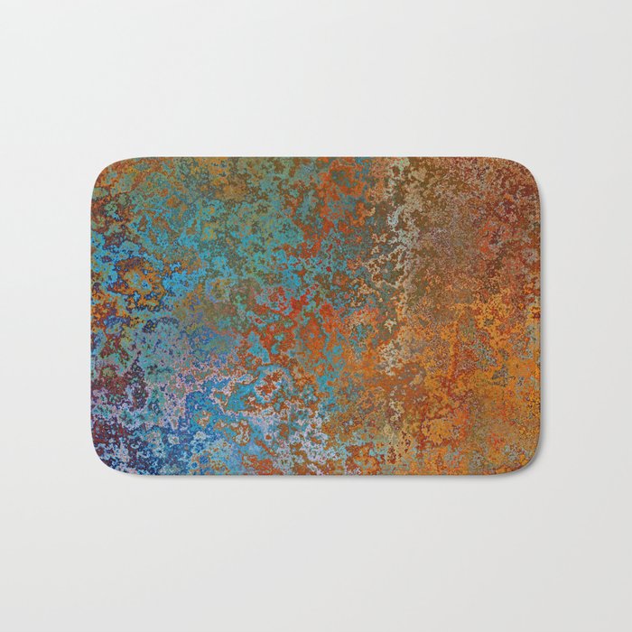 Vintage Rust, Copper and Blue Bath Mat Gallery Image 1