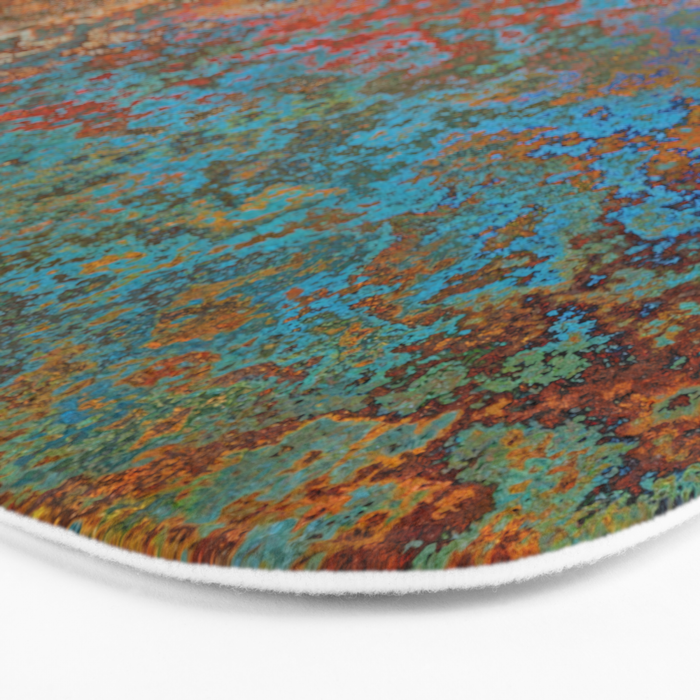 Vintage Rust, Copper and Blue Bath Mat Gallery Image 3
