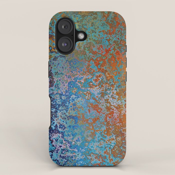 Vintage Rust, Copper and Blue iPhone Case Gallery Image 1