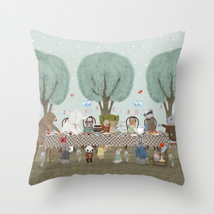 little tea party Throw Pillow Gallery Image 1