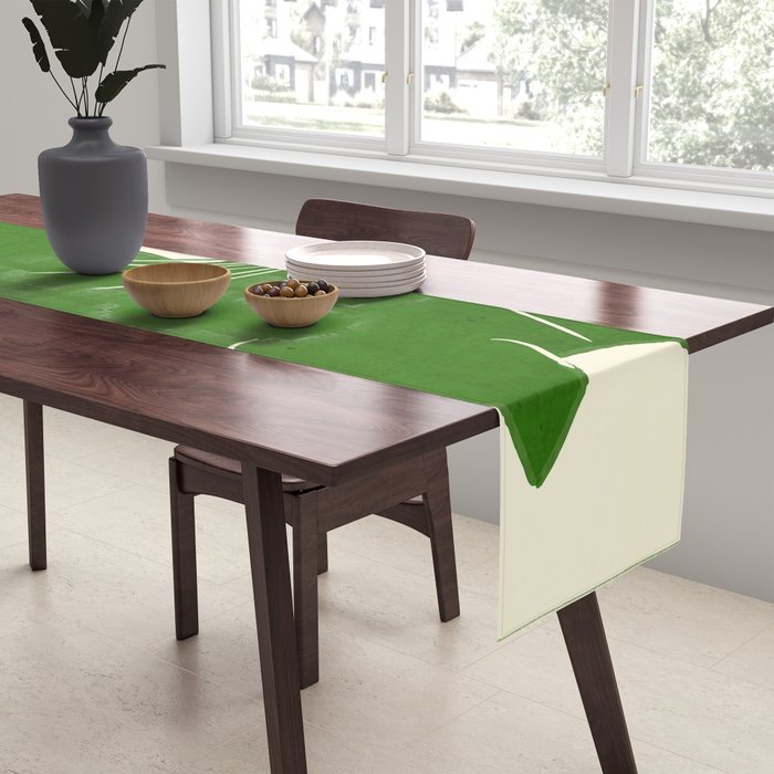 Minimalist Green Cat Table Runner Gallery Image 2