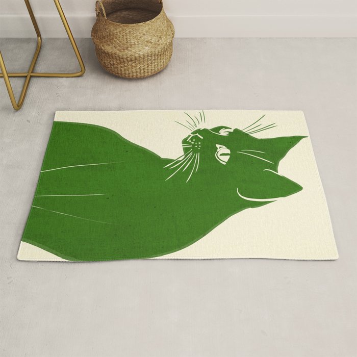 Minimalist Green Cat Rug Gallery Image 1