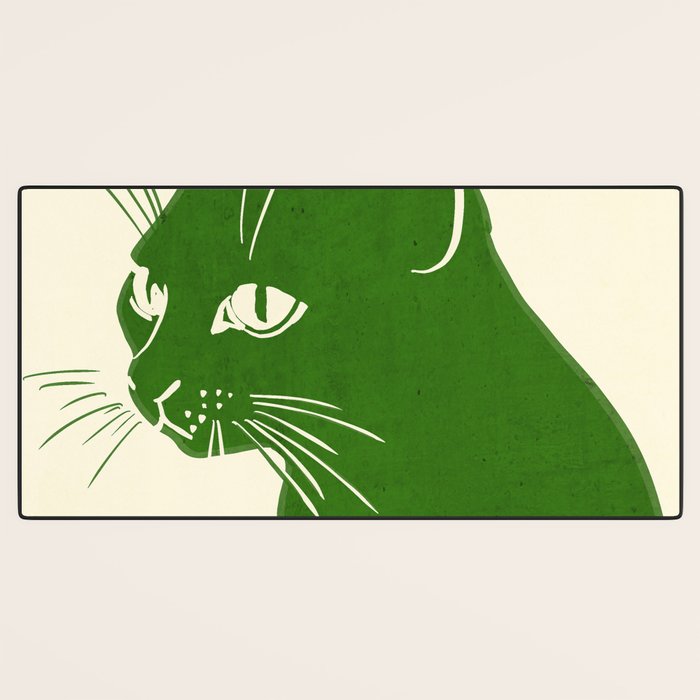 Minimalist Green Cat Desk Mat Gallery Image 3