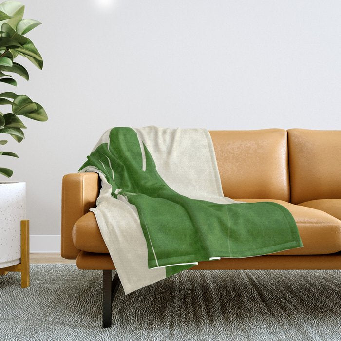 Minimalist Green Cat Throw Blanket Gallery Image 1