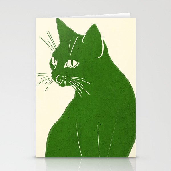 Minimalist Green Cat Stationery Card Gallery Image 2