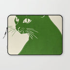 Minimalist Green Cat Laptop Sleeve Gallery Image 1