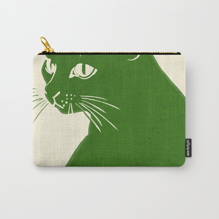 Minimalist Green Cat Carry All Pouch Gallery Image 1