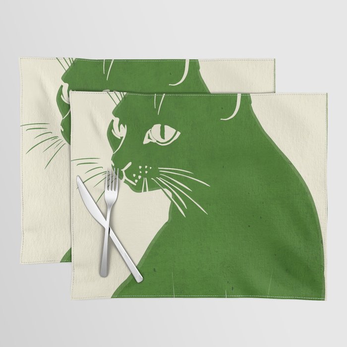 Minimalist Green Cat Placemat Gallery Image 1