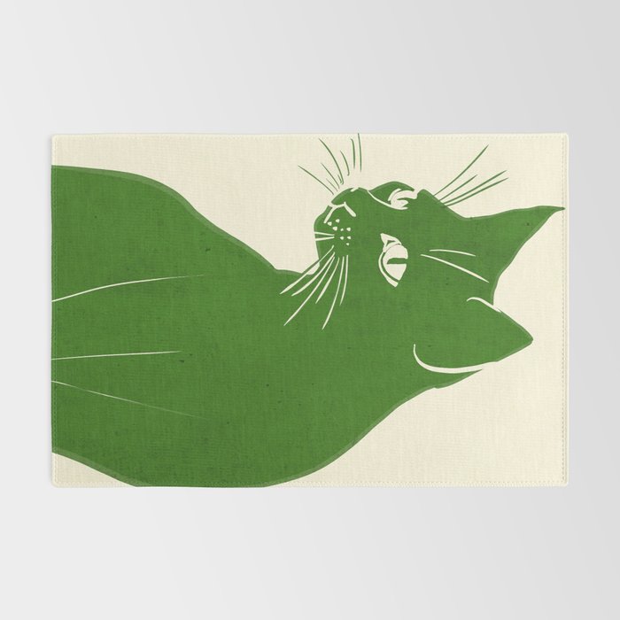Minimalist Green Cat Rug Gallery Image 2