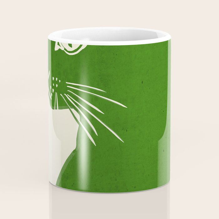 Minimalist Green Cat Coffee Mug Gallery Image 4