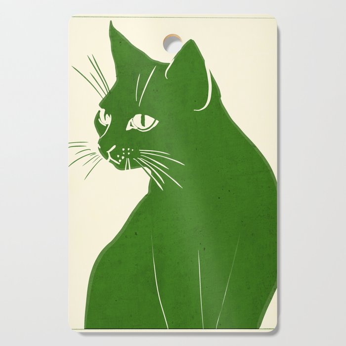 Minimalist Green Cat Cutting Board Gallery Image 1