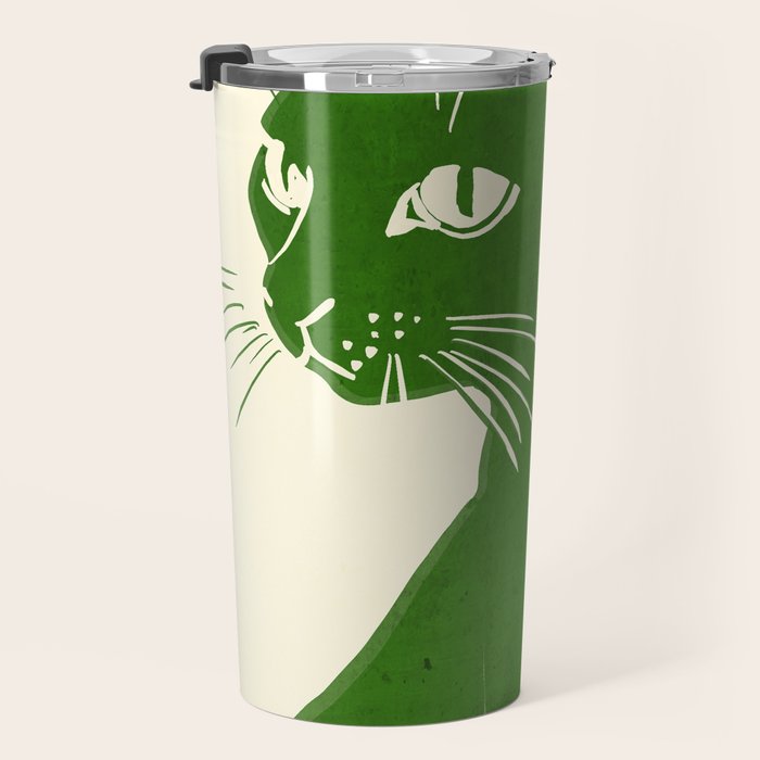 Minimalist Green Cat Travel Mug Gallery Image 3