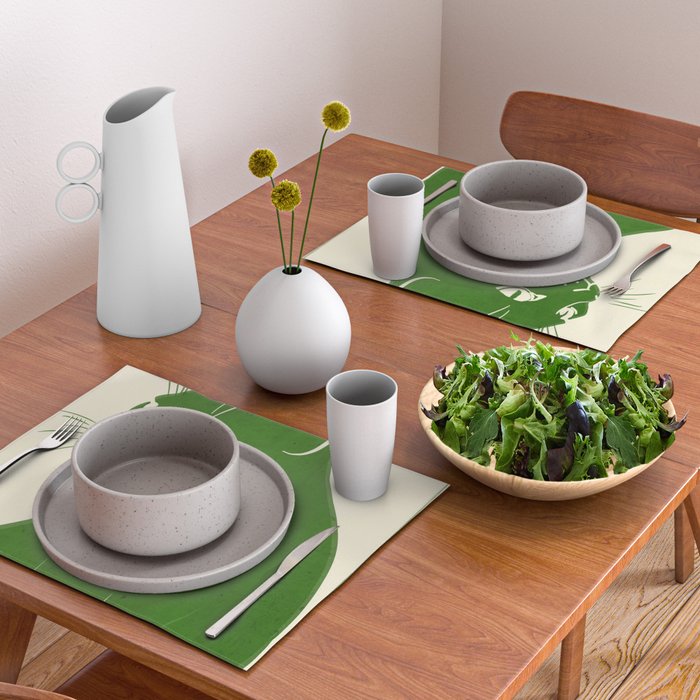 Minimalist Green Cat Placemat Gallery Image 2