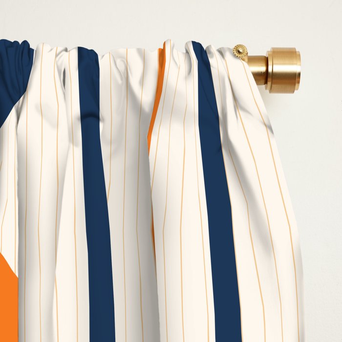 Abstract Shapes 78 in Orange and Navy Blue Window Curtain Gallery Image 2