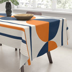 Abstract Shapes 78 in Orange and Navy Blue Tablecloth Gallery Image 3