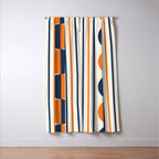 Abstract Shapes 78 in Orange and Navy Blue Window Curtain Gallery Image 3