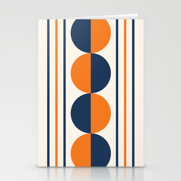 Abstract Shapes 78 in Orange and Navy Blue Stationery Card Gallery Image 1