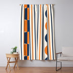 Abstract Shapes 78 in Orange and Navy Blue Window Curtain Gallery Image 5