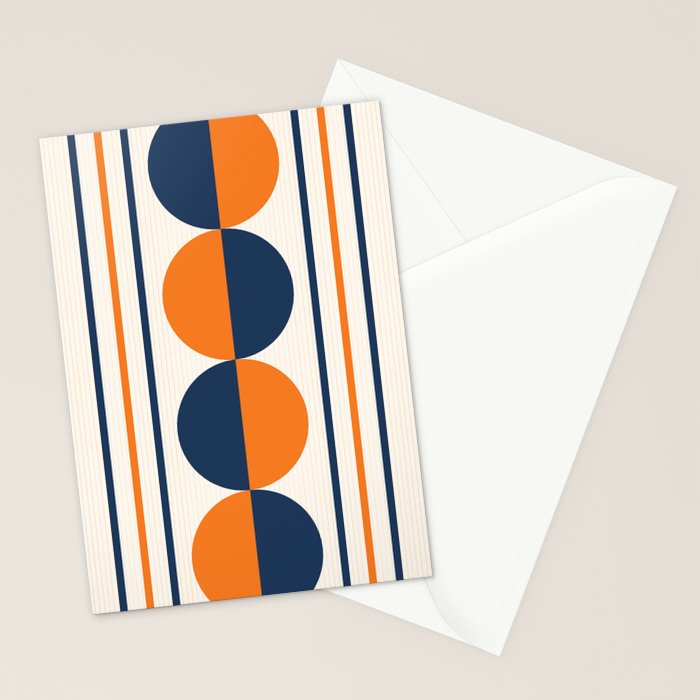Abstract Shapes 78 in Orange and Navy Blue Stationery Card Gallery Image 2